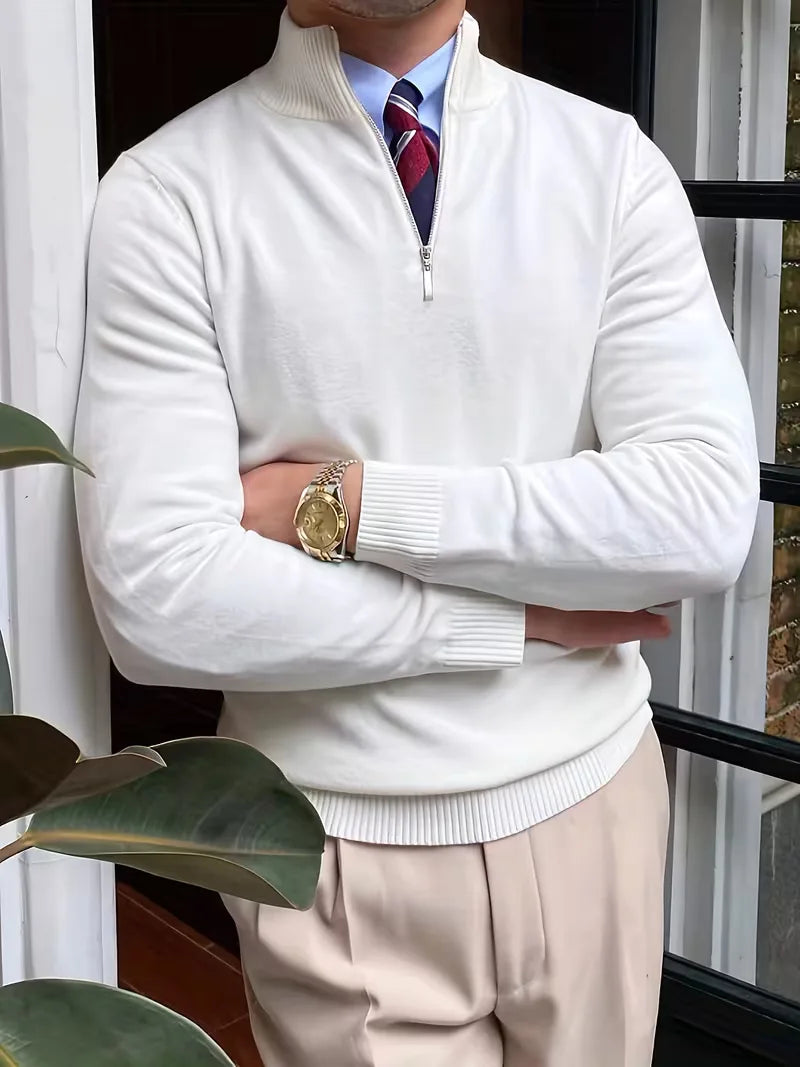 Fine Knit Zip Neck Jumper
