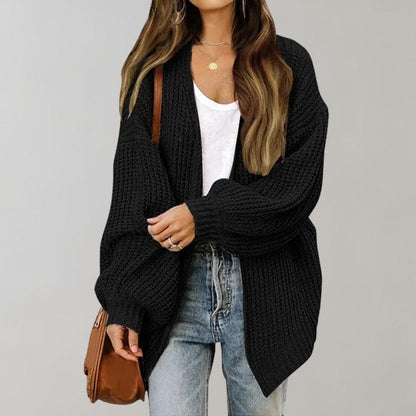 Chunky Knit Winter Cardigan, Black (4)
