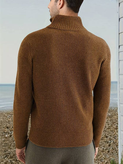 Ribbed Zip Neck Jumper, Grey