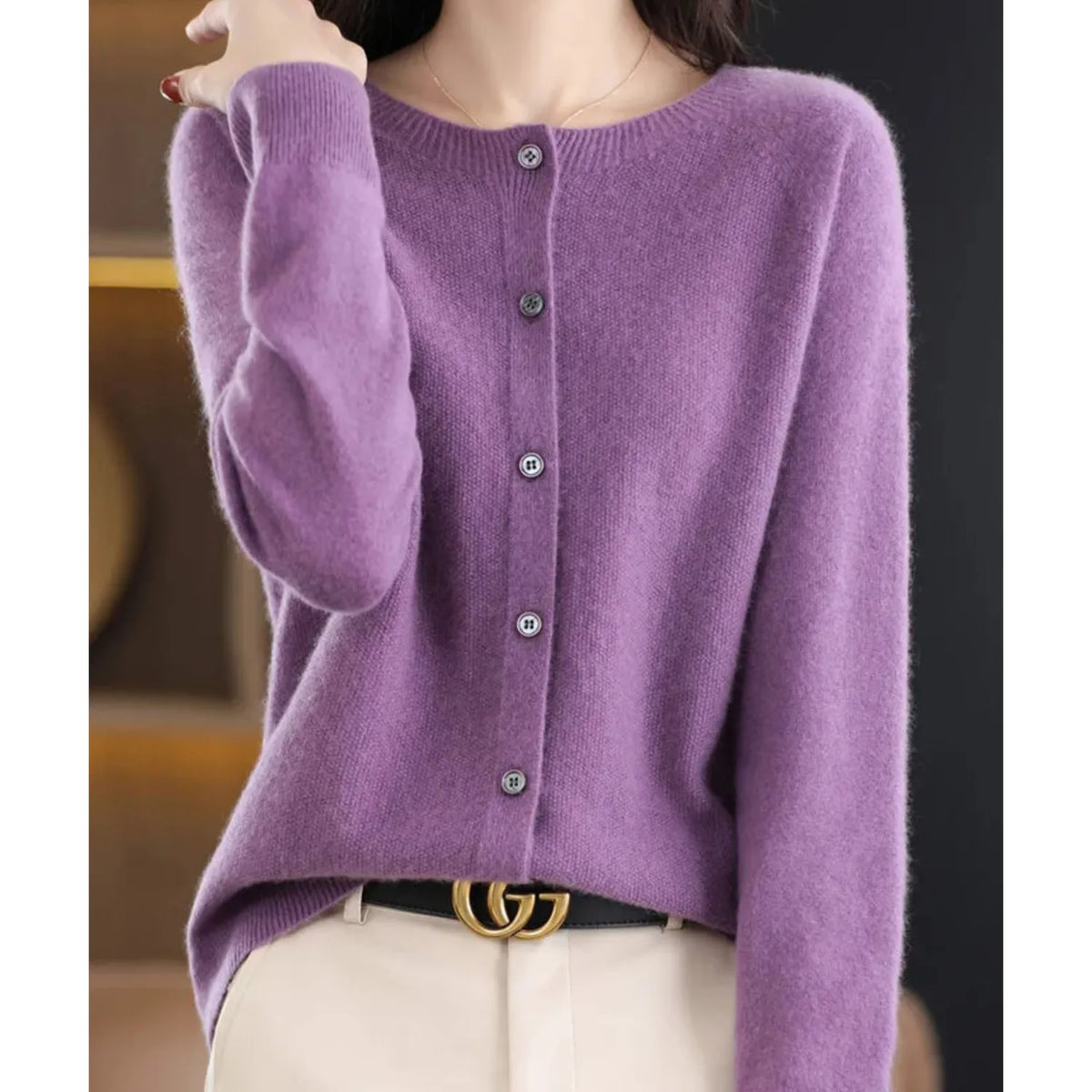 Soft Wool Buttoned Cardigan