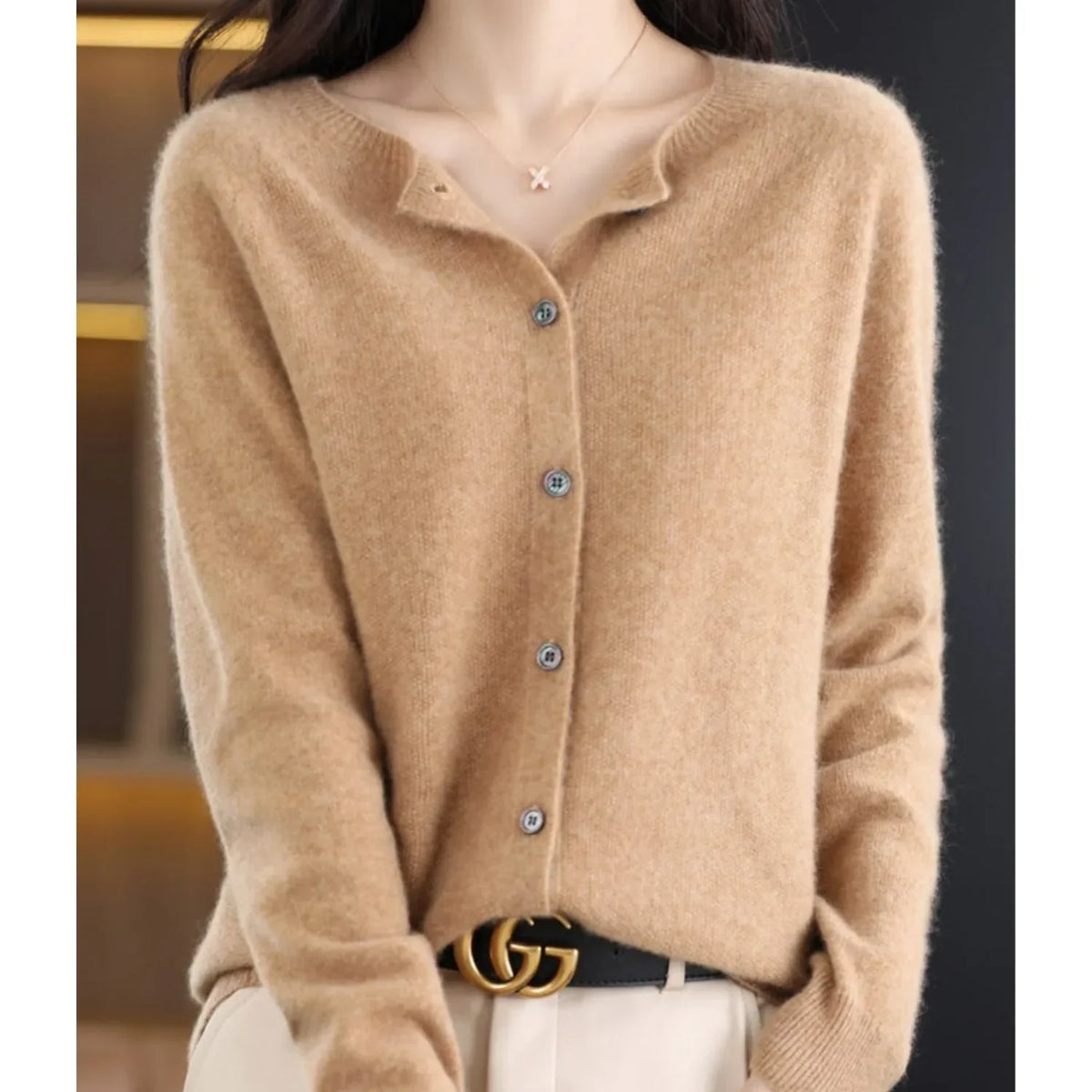Soft Wool Buttoned Cardigan