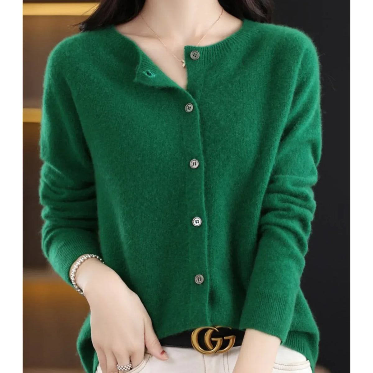Soft Wool Buttoned Cardigan