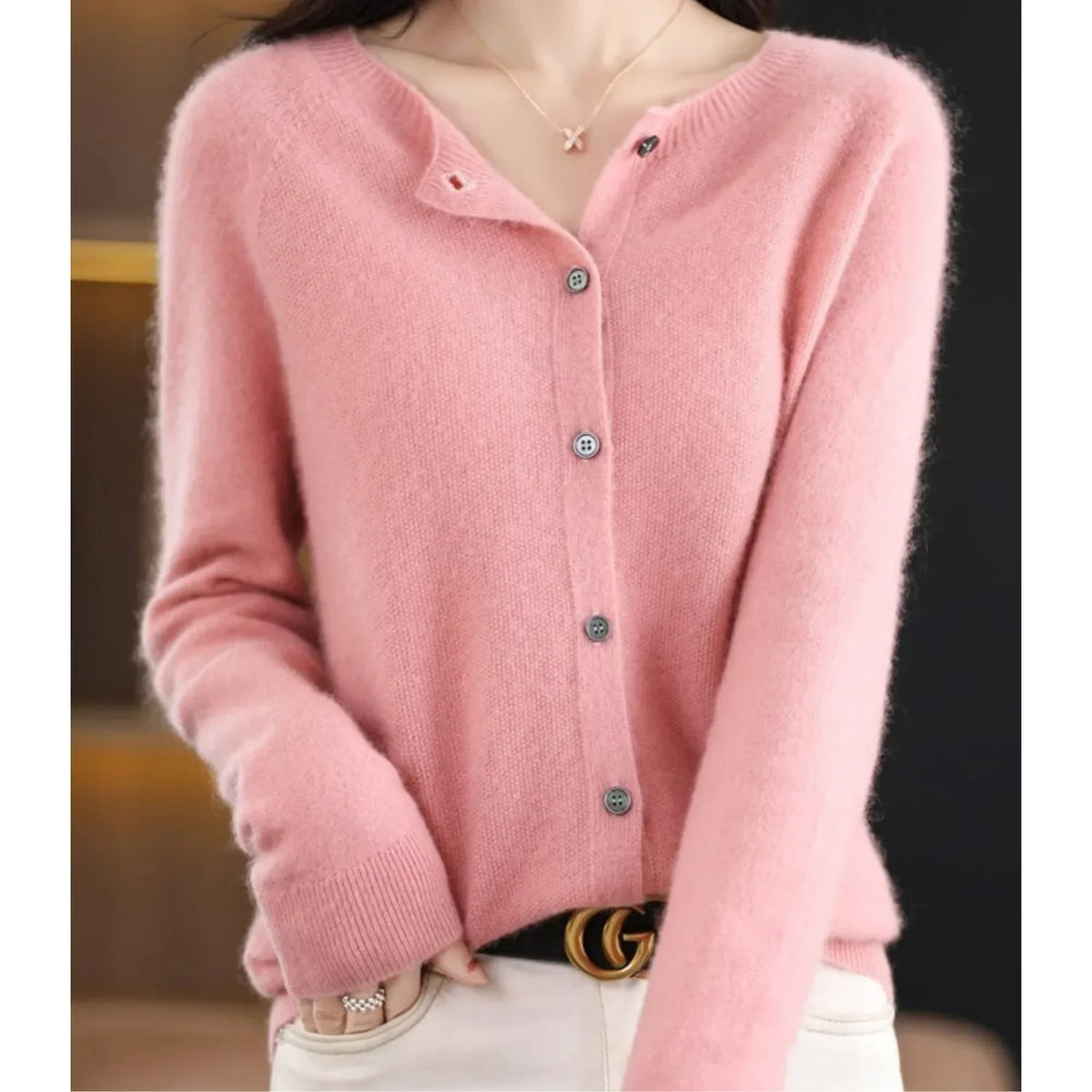 Soft Wool Buttoned Cardigan