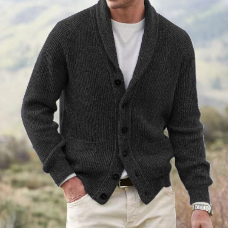 Chunky Knit Winter Cardigan, Black