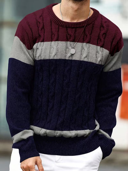 Cable Knit Winter Jumper, Grey/Brown