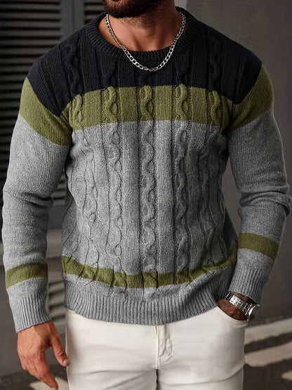 Cable Knit Winter Jumper, Grey/Brown