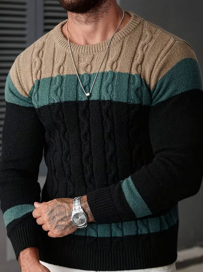 Cable Knit Winter Jumper, Grey/Brown