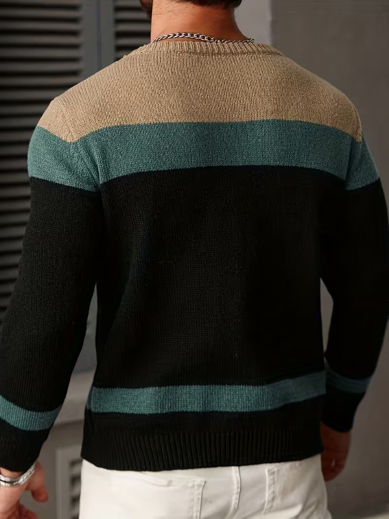 Cable Knit Winter Jumper, Grey/Brown