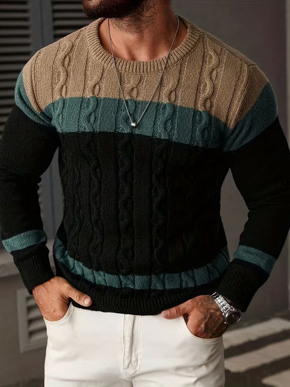 Cable Knit Winter Jumper, Grey/Brown