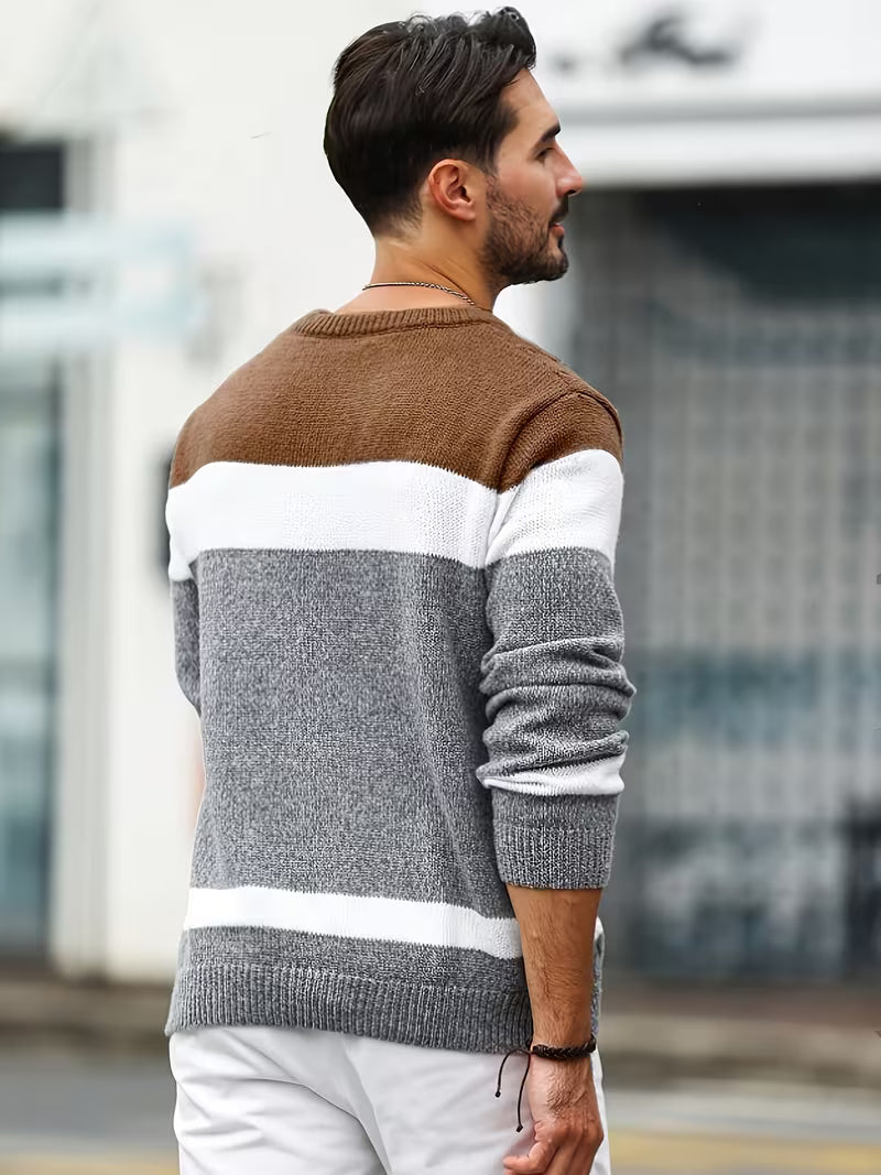 Cable Knit Winter Jumper, Grey/Brown