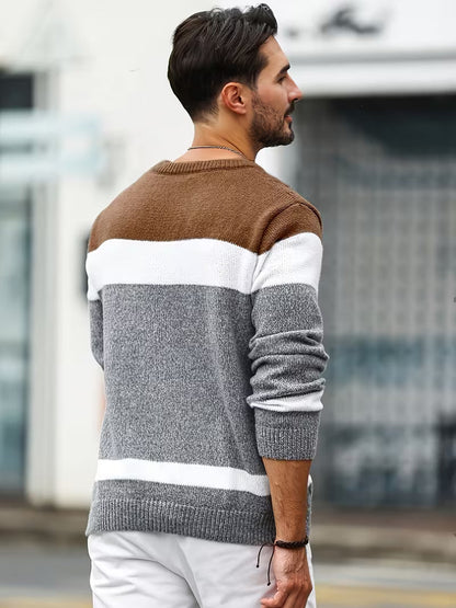 Cable Knit Winter Jumper, Grey/Brown
