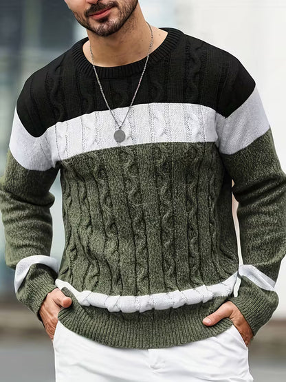 Cable Knit Winter Jumper, Grey/Brown