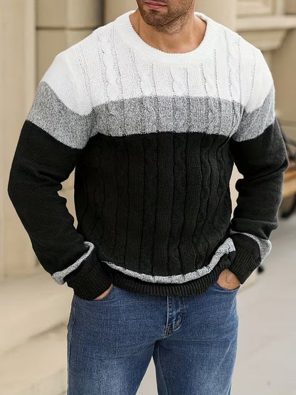 Cable Knit Winter Jumper, Grey/Brown
