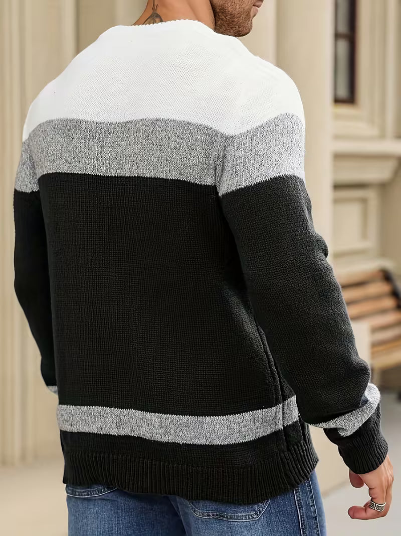 Cable Knit Winter Jumper, Grey/Brown