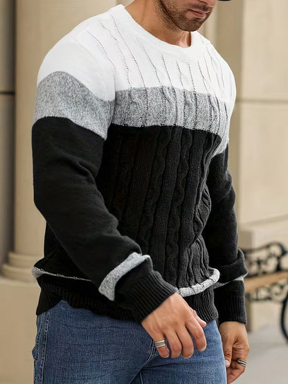 Cable Knit Winter Jumper, Grey/Brown