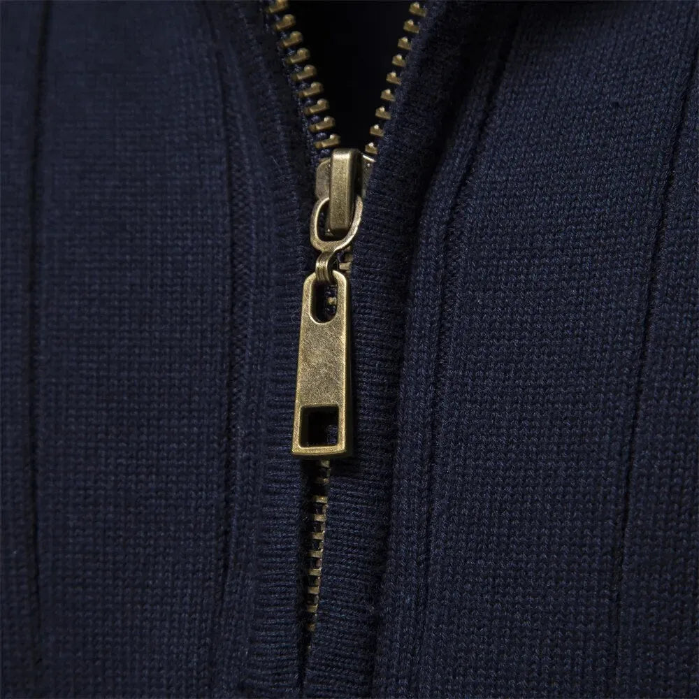 Ribbed Winter Jumper, Navy Blue