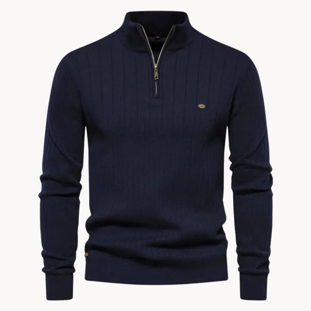 Ribbed Winter Jumper, Navy Blue