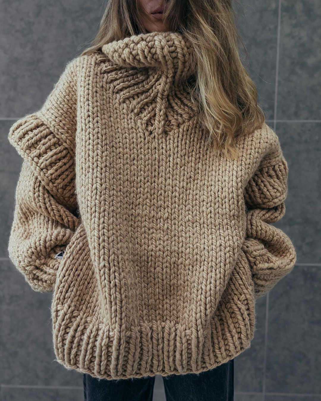 Oversized Knit Winter Jumper, White