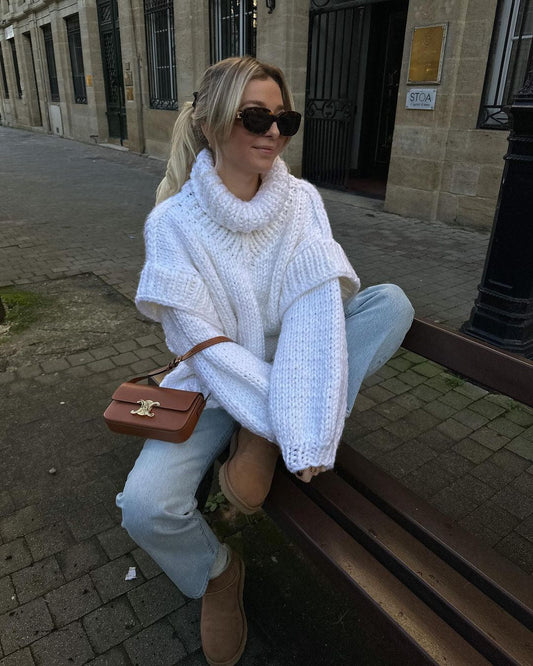 Oversized Knit Winter Jumper, White