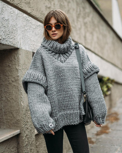 Oversized Knit Winter Jumper, White