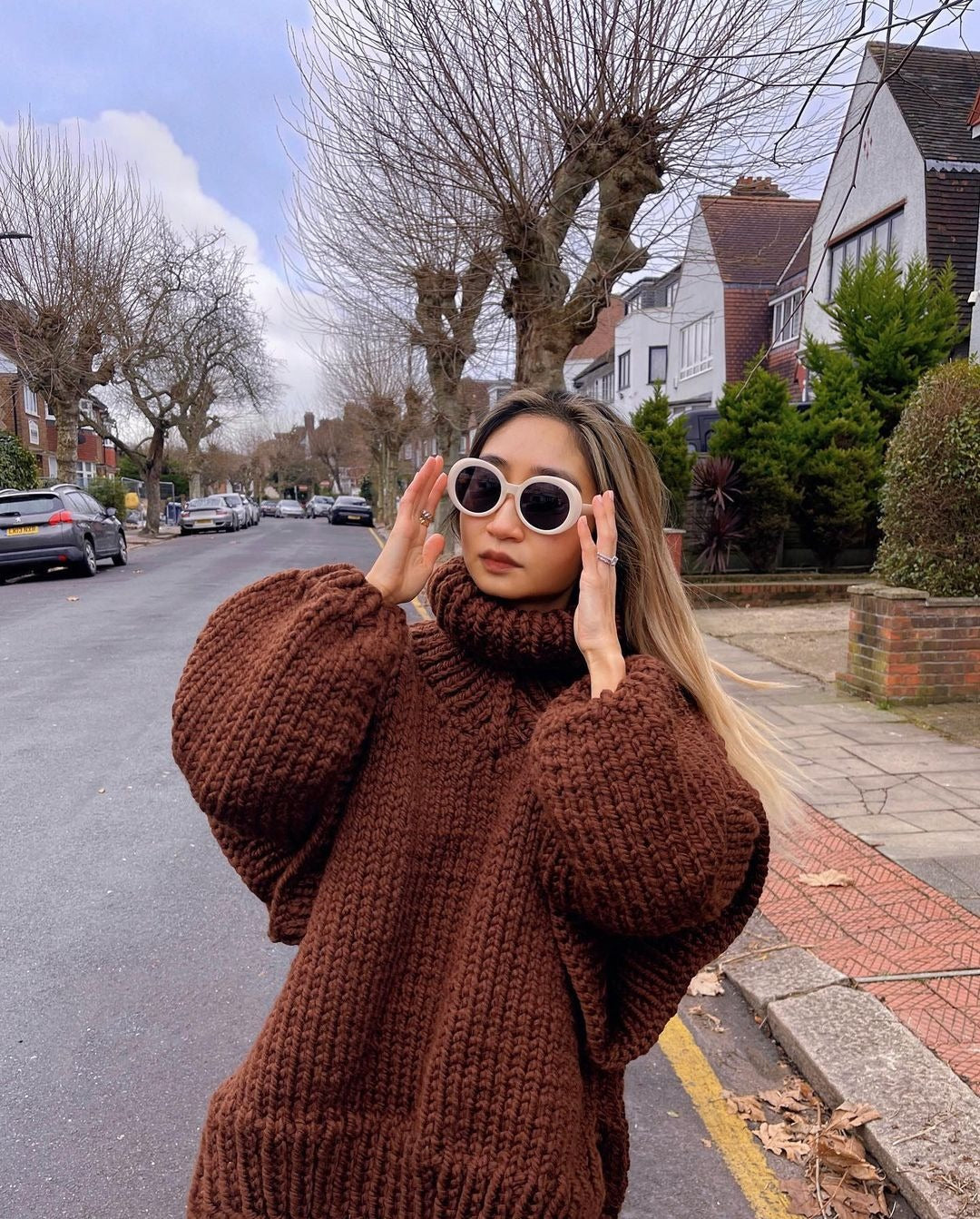 Oversized Knit Winter Jumper, White