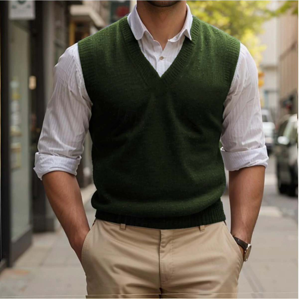 Retro Sleeveless V-Neck Waistcoat