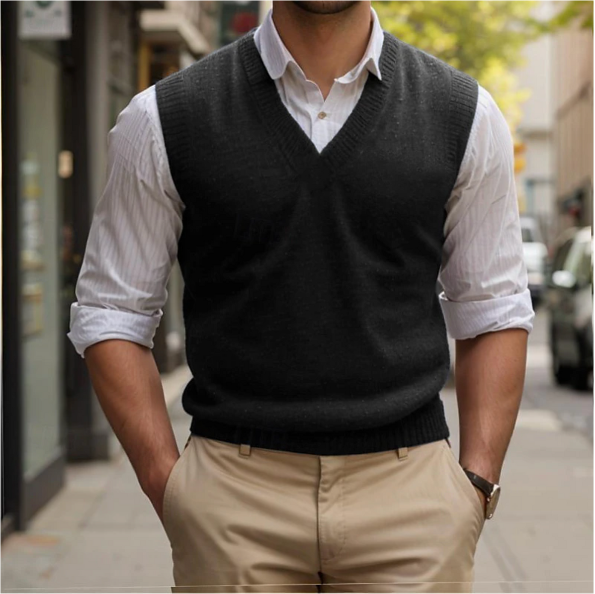 Retro Sleeveless V-Neck Waistcoat