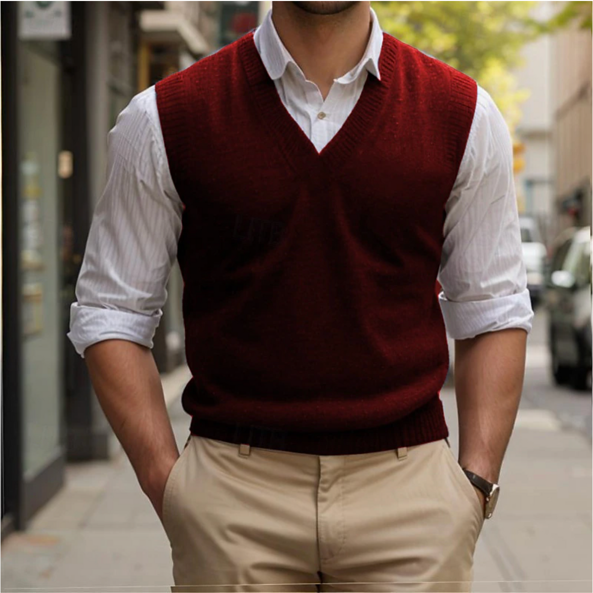 Retro Sleeveless V-Neck Waistcoat