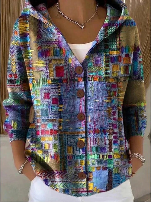 Bohemian Buttoned Hooded Cardigan