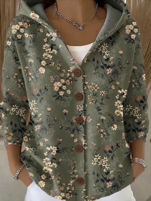 Bohemian Buttoned Hooded Cardigan