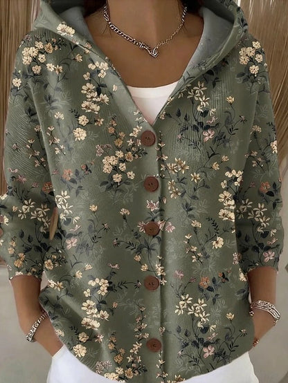 Bohemian Buttoned Hooded Cardigan