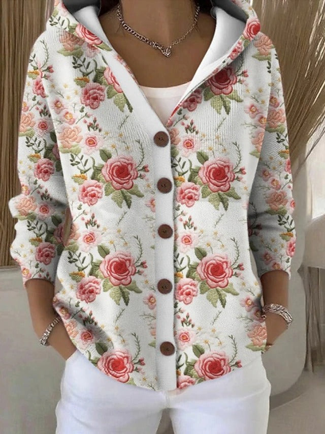 Bohemian Buttoned Hooded Cardigan