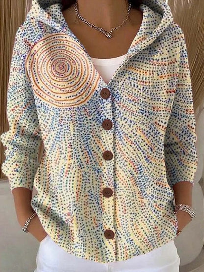 Bohemian Buttoned Hooded Cardigan