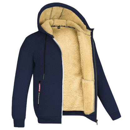 Fleece-Lined Zip-Up Hoodie, Navy Blue