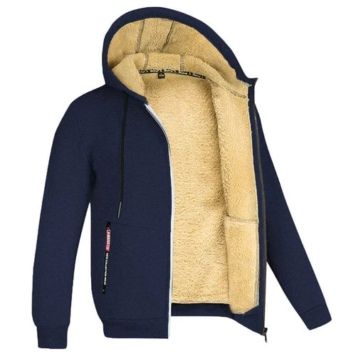 Fleece-Lined Zip-Up Hoodie, Navy Blue