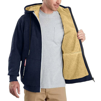Fleece-Lined Zip-Up Hoodie, Navy Blue