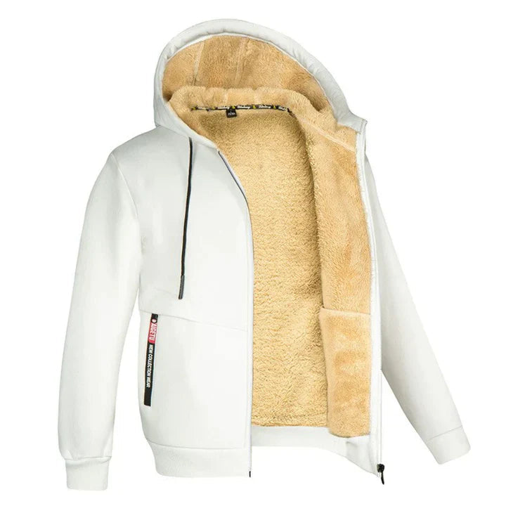 Fleece-Lined Zip-Up Hoodie, Navy Blue