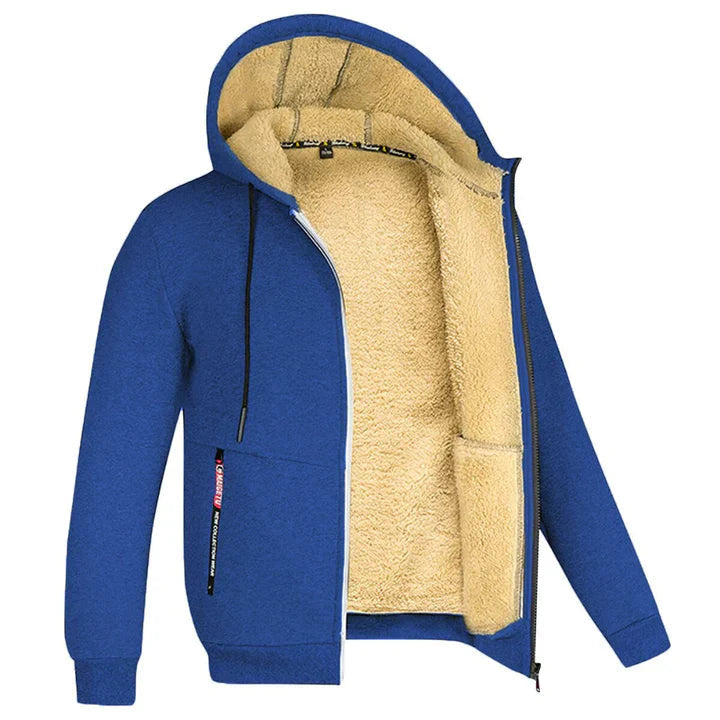 Fleece-Lined Zip-Up Hoodie, Navy Blue