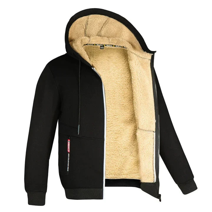 Fleece-Lined Zip-Up Hoodie, Navy Blue