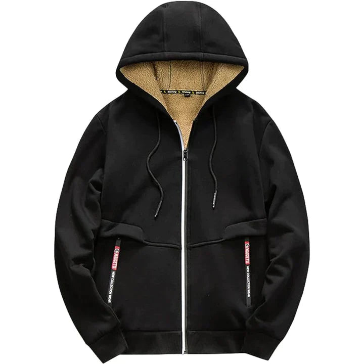 Fleece-Lined Zip-Up Hoodie, Navy Blue