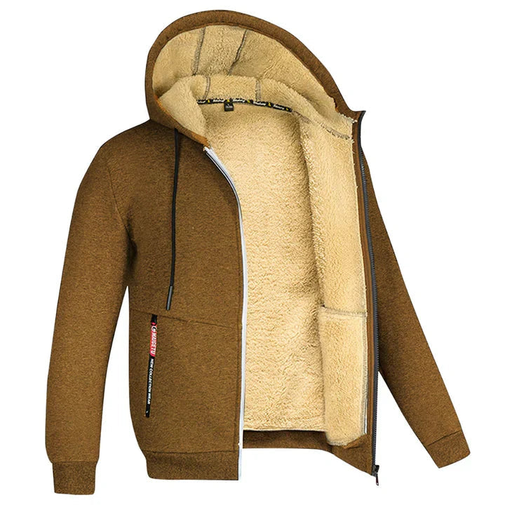 Fleece-Lined Zip-Up Hoodie, Navy Blue