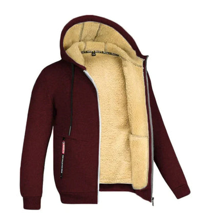 Fleece-Lined Zip-Up Hoodie, Navy Blue