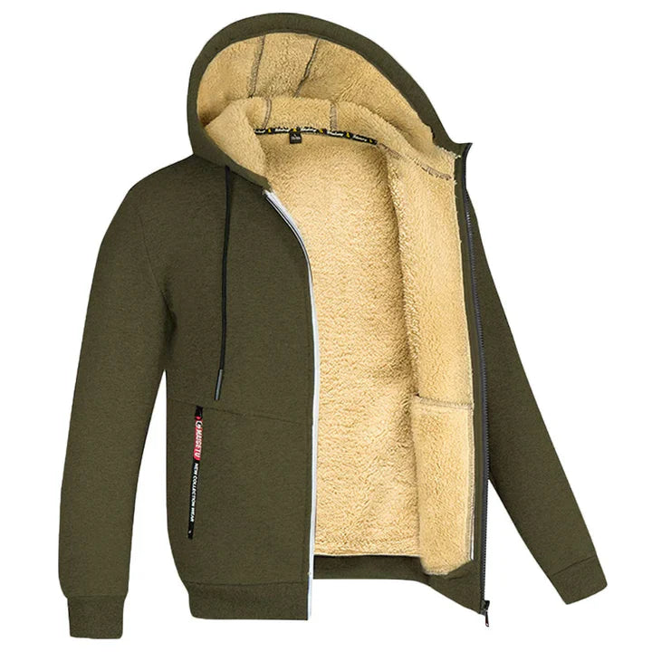 Fleece-Lined Zip-Up Hoodie, Navy Blue