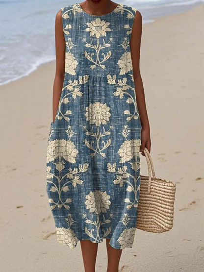 Printed Summer Linen Dress