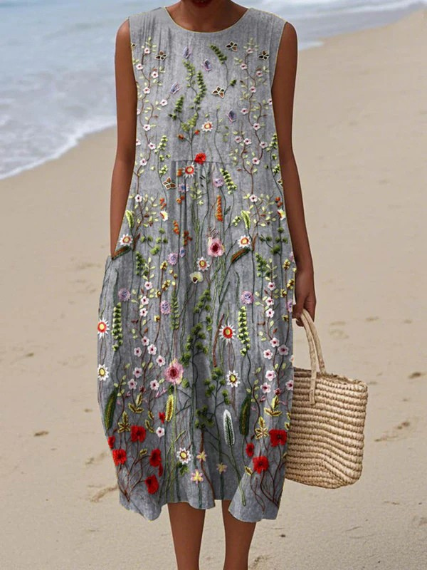 Printed Summer Linen Dress