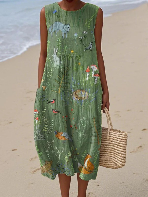 Printed Summer Linen Dress