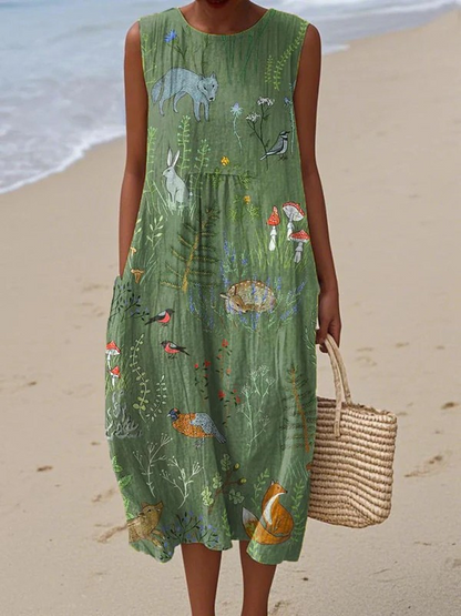 Printed Summer Linen Dress