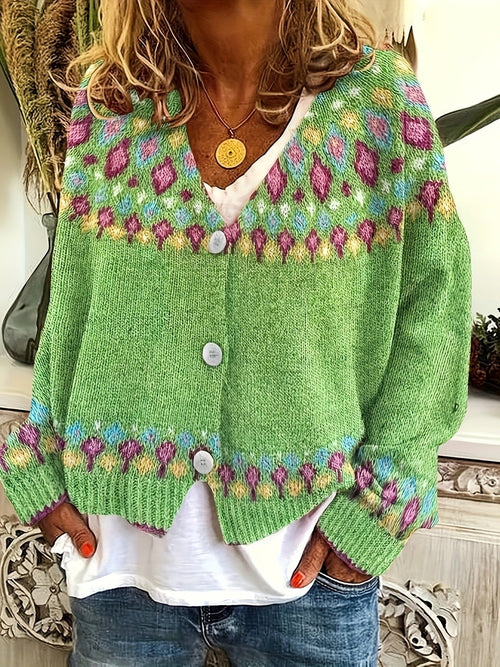 Embroidered Buttoned Cardigan