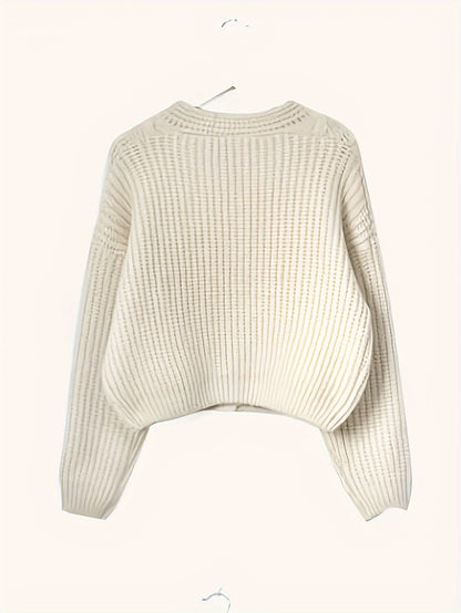 Chunky Knit Winter Cardigan, Apricot (2)