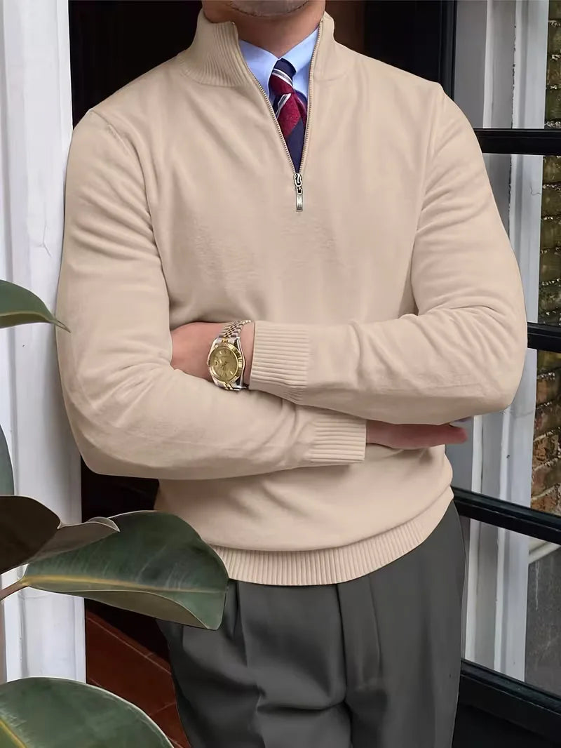 Fine Knit Zip Neck Jumper